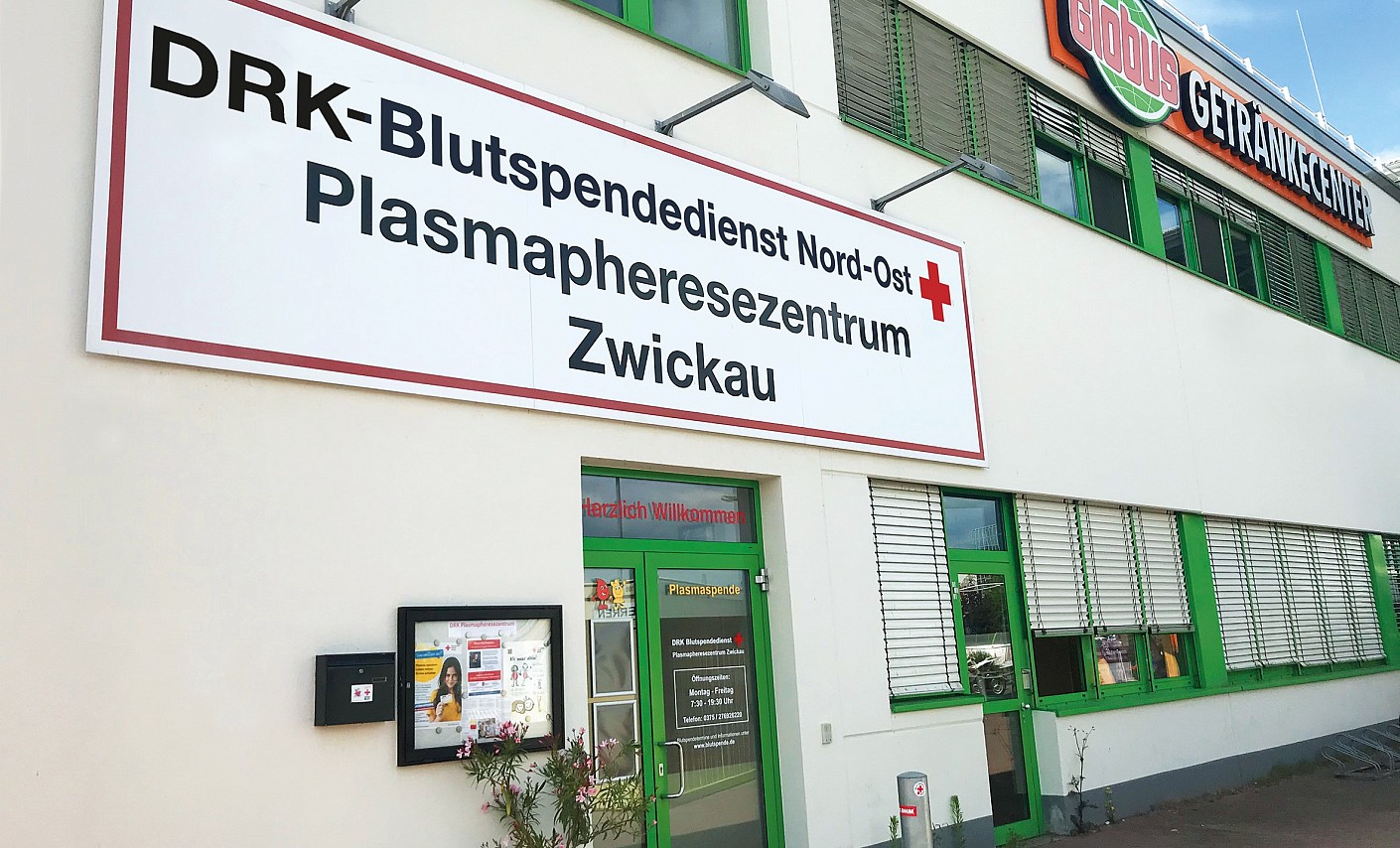 Außenansicht des Plasmapheresezentrums Zwickau