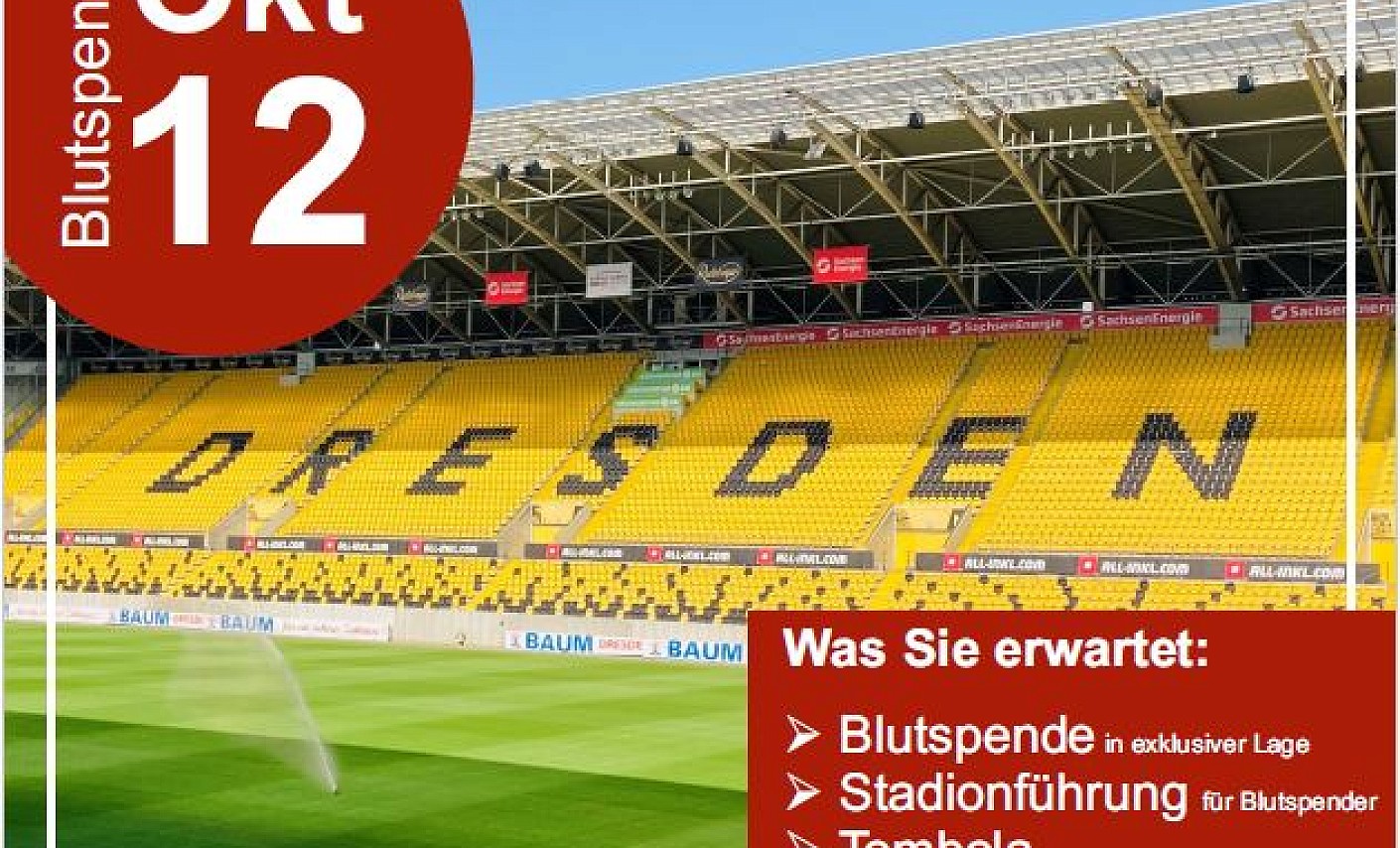 Blutspende im Rudolf-Harbig-Stadion in Dresden am 12. Oktober