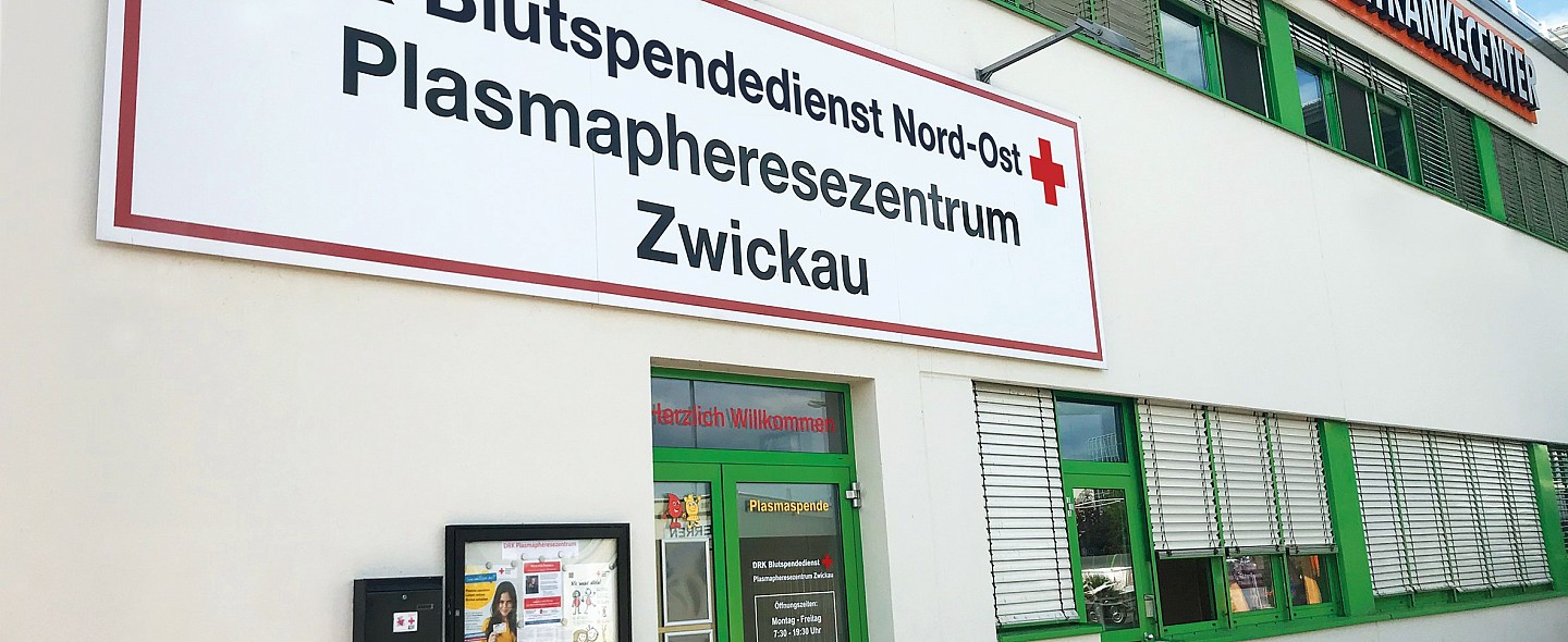 Außenansicht des Plasmapheresezentrums Zwickau